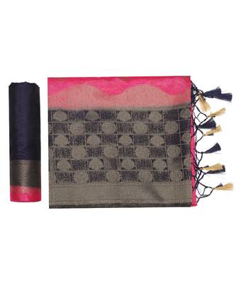 Pink Woven Art Silk Saree With Blouse 5