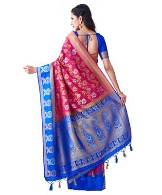 Pink Woven Art Silk Saree With Blouse 3