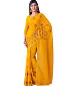Mustard Embroidered Chiffon Saree With Blouse