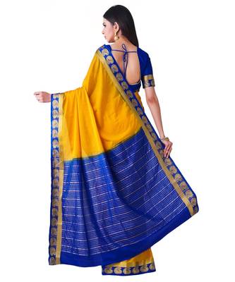 Mustard Woven Crepe Saree With Blouse 3