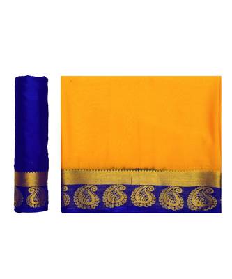 Mustard Woven Crepe Saree With Blouse 5