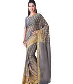 Grey Printed Chiffon Saree With Blouse