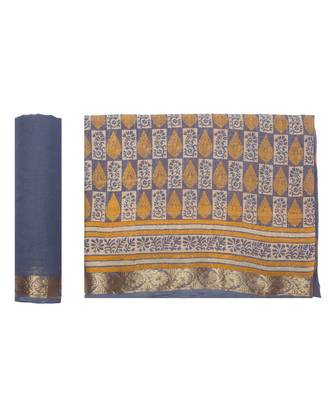 Grey Printed Chiffon Saree With Blouse 5