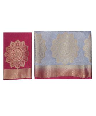 Grey Woven Linen Saree With Blouse 5