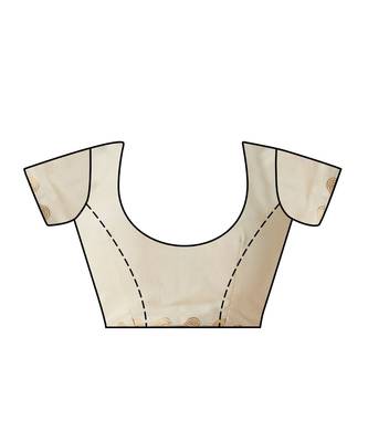 Beige Embroidered Chiffon Saree With Blouse 4