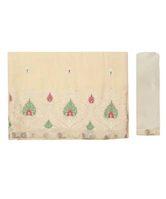 Beige Embroidered Chiffon Saree With Blouse 5