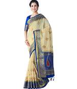 Beige Woven Art Silk Saree With Blouse