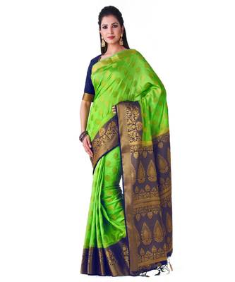 Green Woven Art Silk Saree With Blouse 1