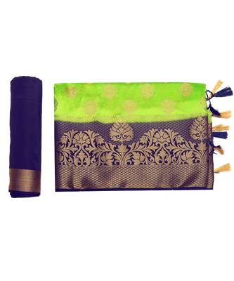Green Woven Art Silk Saree With Blouse 5