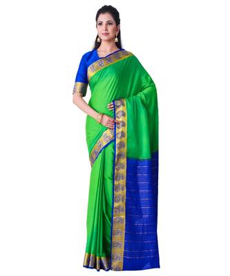 Green Woven Crepe Saree With Blouse 1