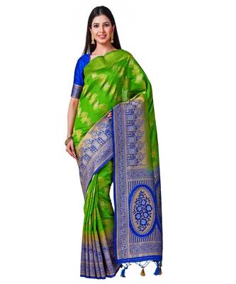 Green Woven Art Silk Saree With Blouse 1