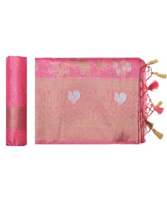 Pink Woven Art Silk Saree With Blouse 5