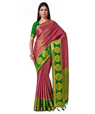 Purple Woven Art Silk Saree With Blouse 1
