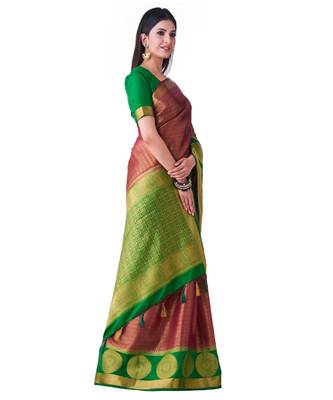 Purple Woven Art Silk Saree With Blouse 2