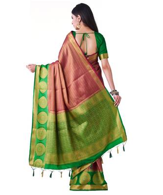 Purple Woven Art Silk Saree With Blouse 3