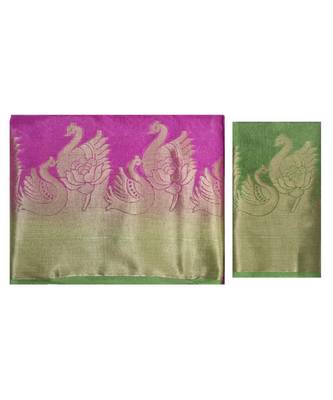 Purple Woven Linen Saree With Blouse 5