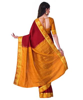 Maroon Woven Crepe Saree With Blouse 3