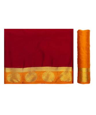 Maroon Woven Crepe Saree With Blouse 5