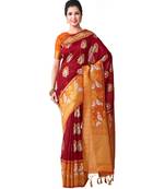 Maroon Woven Art Silk Saree With Blouse