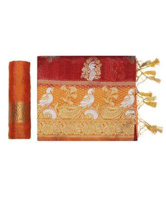 Maroon Woven Art Silk Saree With Blouse 5