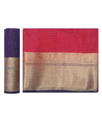 Maroon Woven Linen Saree With Blouse 5