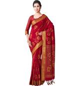 Maroon Woven Art Silk Saree With Blouse