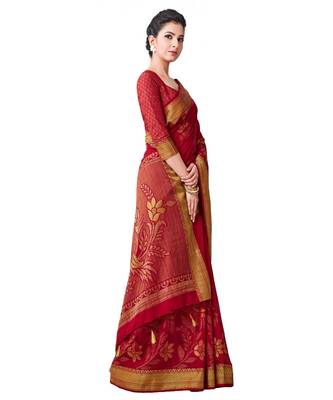 Maroon Woven Art Silk Saree With Blouse 2
