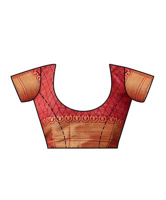 Maroon Woven Art Silk Saree With Blouse 4
