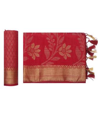 Maroon Woven Art Silk Saree With Blouse 5