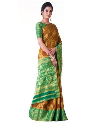 Yellow Woven Chiffon Saree With Blouse 2