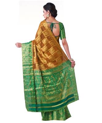 Yellow Woven Chiffon Saree With Blouse 3