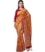 Orange Woven Art Silk Saree With Blouse