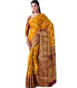 Mustard Woven Chiffon Saree With Blouse
