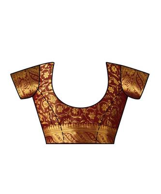 Mustard Woven Chiffon Saree With Blouse 4