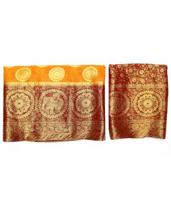 Mustard Woven Chiffon Saree With Blouse 5