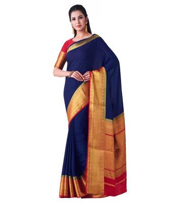 Blue Woven Crepe Saree With Blouse 1