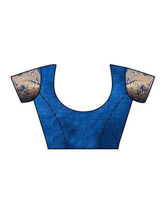 Blue Woven Art Silk Saree With Blouse 4