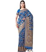 Blue Woven Art Silk Saree With Blouse