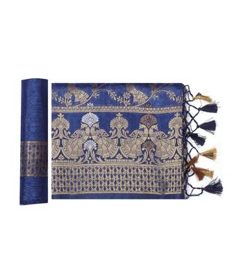 Blue Woven Art Silk Saree With Blouse 5