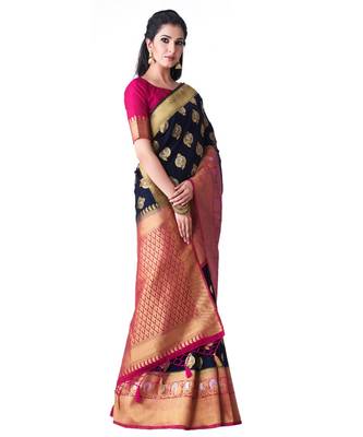 Blue Woven Art Silk Saree With Blouse 2