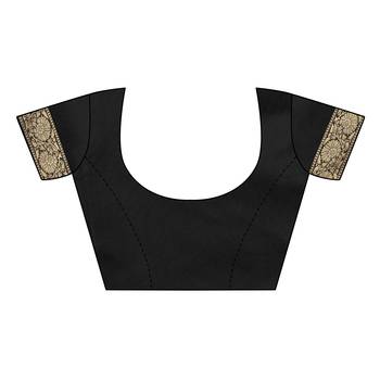 Black woven cotton silk saree with blouse 5