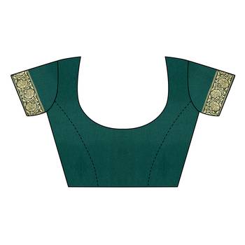 Green woven cotton silk saree with blouse 5