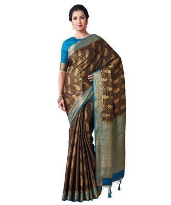 Black Woven Art Silk Saree With Blouse 1