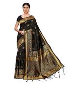 Black woven cotton silk saree with blouse