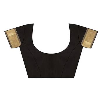 Black woven cotton silk saree with blouse 5