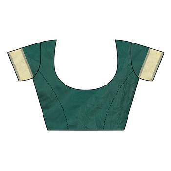Green woven cotton silk saree with blouse 5