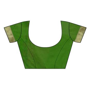 Olive woven cotton silk saree with blouse 5