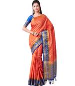 Orange Woven Art Silk Saree With Blouse