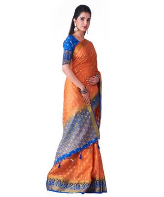 Orange Woven Art Silk Saree With Blouse 2