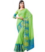 Green Woven Chiffon Saree With Blouse